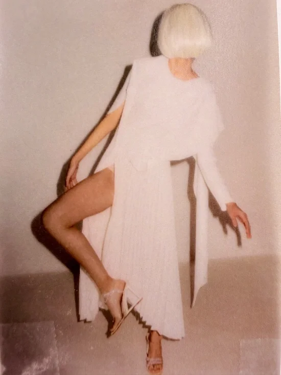 A.W.A.K.E. MODE White Roman Greek Asymmetric Draped Scarf Top - Picture 3 of 16